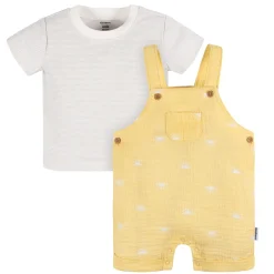 Baby 2-Piece Cotton Gauze Sunrise Overall Romper with T-Shirt Set