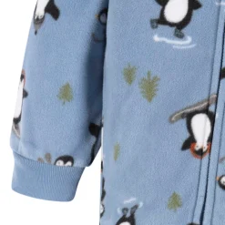 Baby & Toddler Boys Blue Penguins Footed Fleece Pajamas