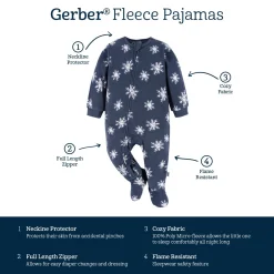 Baby & Toddler Boys Blue Snowflakes Footed Fleece Pajamas