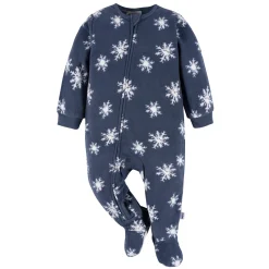 Baby & Toddler Boys Blue Snowflakes Footed Fleece Pajamas