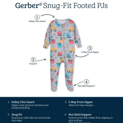 Baby & Toddler Boys Construction Trucks Buttery Soft Viscose Made from Eucalyptus Snug Fit Footed Pajamas