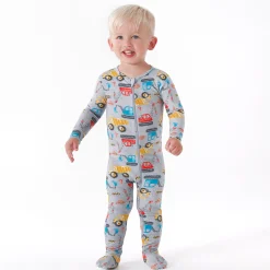 Baby & Toddler Boys Construction Trucks Buttery Soft Viscose Made from Eucalyptus Snug Fit Footed Pajamas