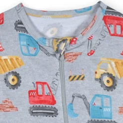 Baby & Toddler Boys Construction Trucks Buttery Soft Viscose Made from Eucalyptus Snug Fit Footed Pajamas
