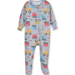 Baby & Toddler Boys Construction Trucks Buttery Soft Viscose Made from Eucalyptus Snug Fit Footed Pajamas