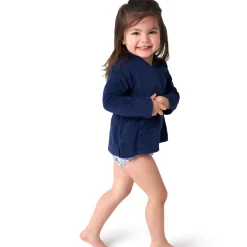 Baby & Toddler Girls Navy Hooded Kangaroo Pocket Terry Coverup