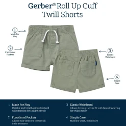 Baby & Toddler Girls Olive Stretch Twill Shorts
