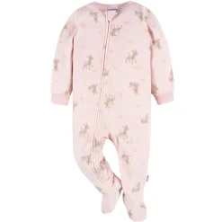 Baby & Toddler Girls Pink Deer Footed Fleece Pajamas