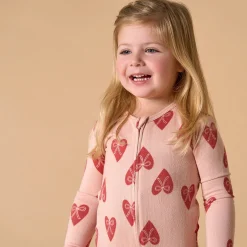 Baby & Toddler Girls Pink Hearts Snug Fitting Footless Hacci Pajamas