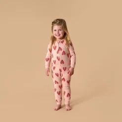 Baby & Toddler Girls Pink Hearts Snug Fitting Footless Hacci Pajamas
