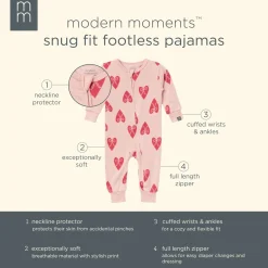 Baby & Toddler Girls Pink Hearts Snug Fitting Footless Hacci Pajamas