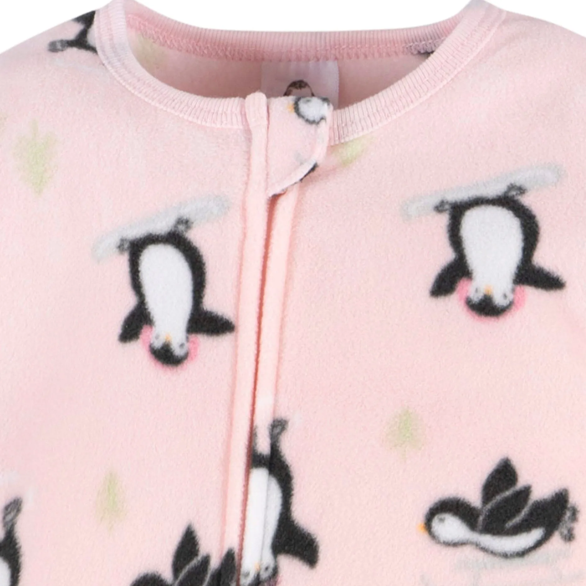Baby & Toddler Girls Pink Penguins Footed Fleece Pajamas