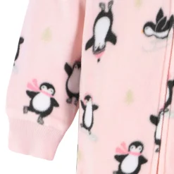 Baby & Toddler Girls Pink Penguins Footed Fleece Pajamas