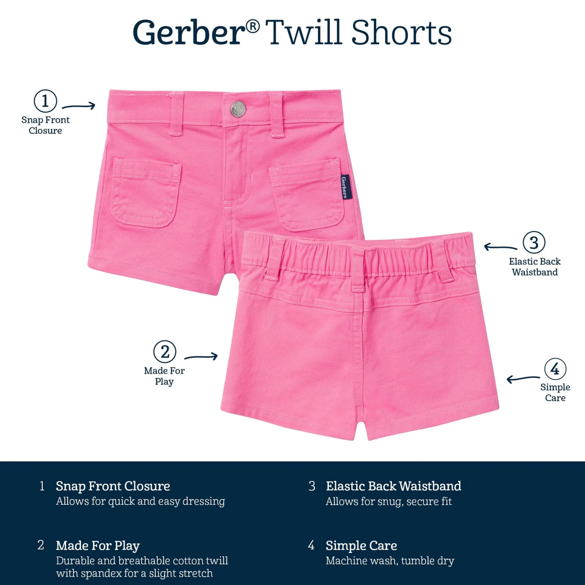 Baby & Toddler Girls Pink Twill Shorts