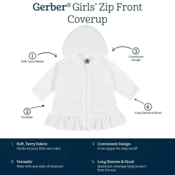 Baby & Toddler Girls Rainbow Hooded Zip Front Terry Swim Coverup