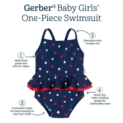 Baby & Toddler Girls UPF 50+ Americana Hearts One-Piece Swimsuit