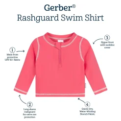 Baby & Toddler Girls UPF 50+ Pink Half Zip Rash Guard