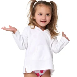 Baby & Toddler Girls White Hooded Kangaroo Pocket Terry Coverup