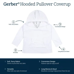 Baby & Toddler Girls White Hooded Kangaroo Pocket Terry Coverup