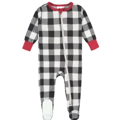 Baby & Toddler Neutral Buffalo Plaid Hacci Snug Fit Footed Pajamas