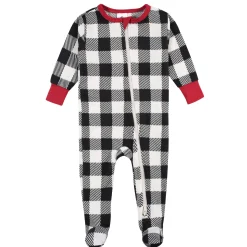 Baby & Toddler Neutral Buffalo Plaid Hacci Snug Fit Footed Pajamas