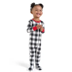Baby & Toddler Neutral Buffalo Plaid Hacci Snug Fit Footed Pajamas