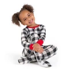 Baby & Toddler Neutral Buffalo Plaid Hacci Snug Fit Footed Pajamas