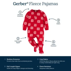 Baby & Toddler Neutral Red Snowflakes Footed Fleece Pajamas