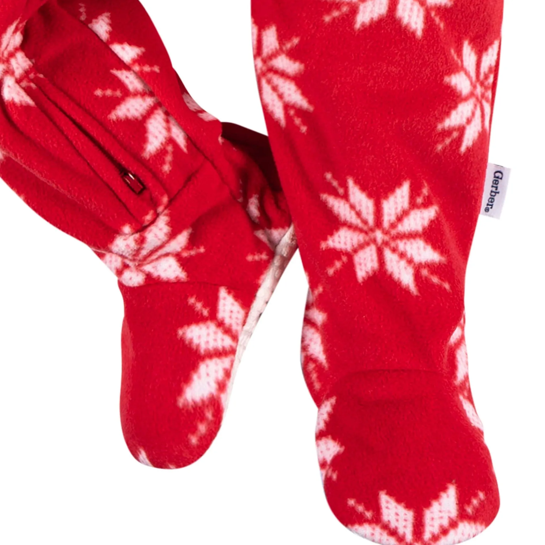 Baby & Toddler Neutral Red Snowflakes Footed Fleece Pajamas