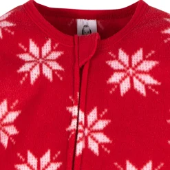 Baby & Toddler Neutral Red Snowflakes Footed Fleece Pajamas