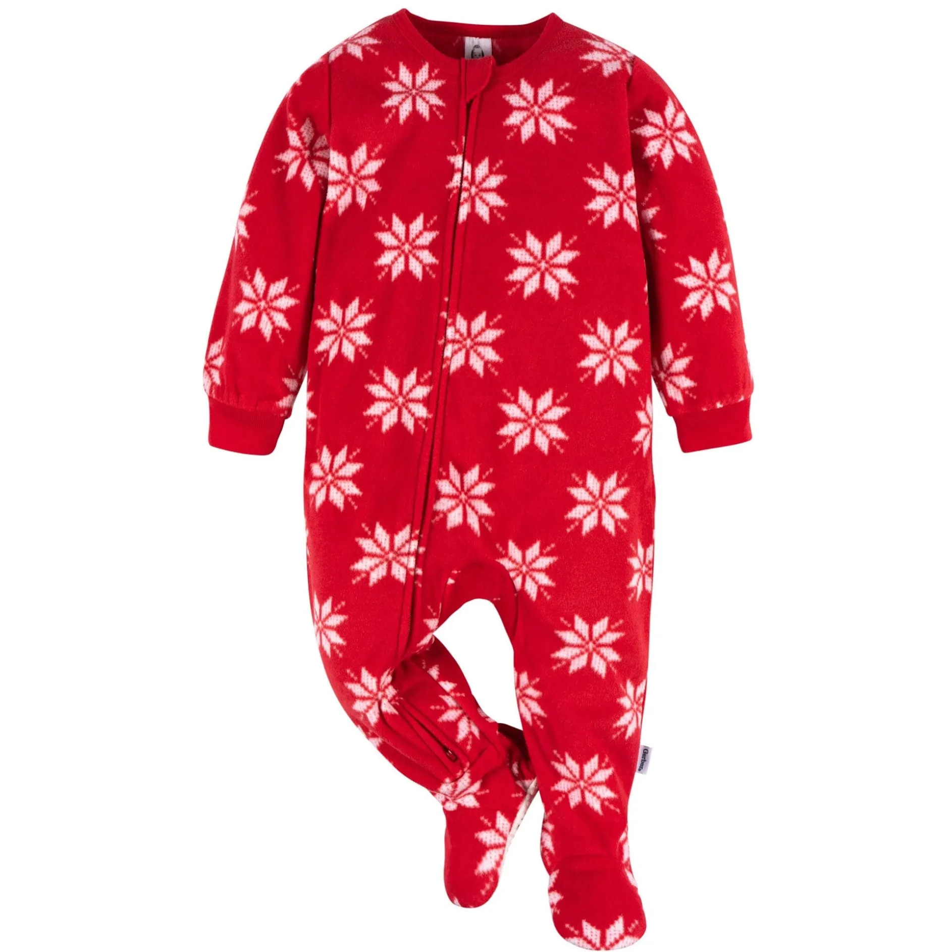 Baby & Toddler Neutral Red Snowflakes Footed Fleece Pajamas