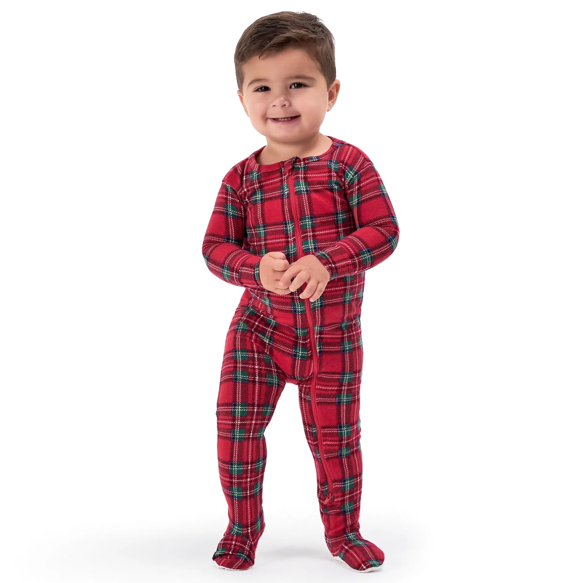 Baby & Toddler Neutral Stewart Plaid Hacci Snug Fit Footed Pajamas