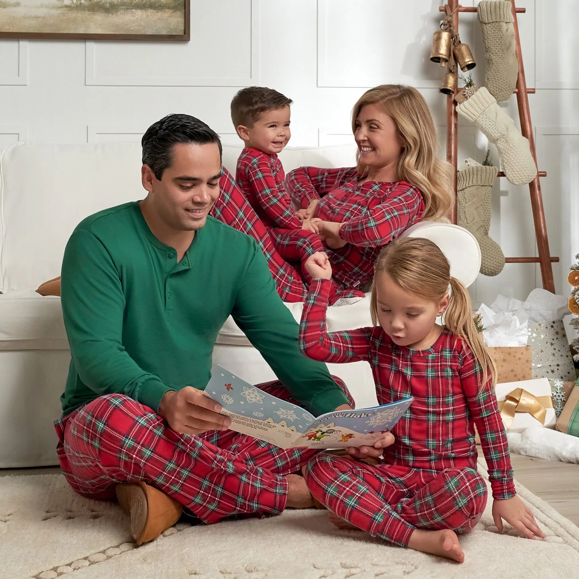 Baby & Toddler Neutral Stewart Plaid Hacci Snug Fit Footed Pajamas