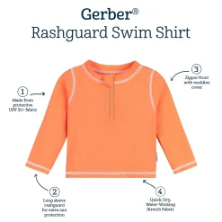 Baby & Toddler Neutral UPF 50+ Melon Orange Half Zip Rash Guard