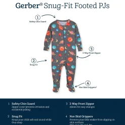 Baby & Toddler Outer Space Buttery Soft Viscose Made from Eucalyptus Snug Fit Footed Pajamas