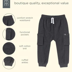 Boys Charcoal Gray Cargo Pocket Sweatpants
