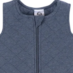Embroidered Baby Boys Navy Heather Quilted Jersey Wearable Blanket