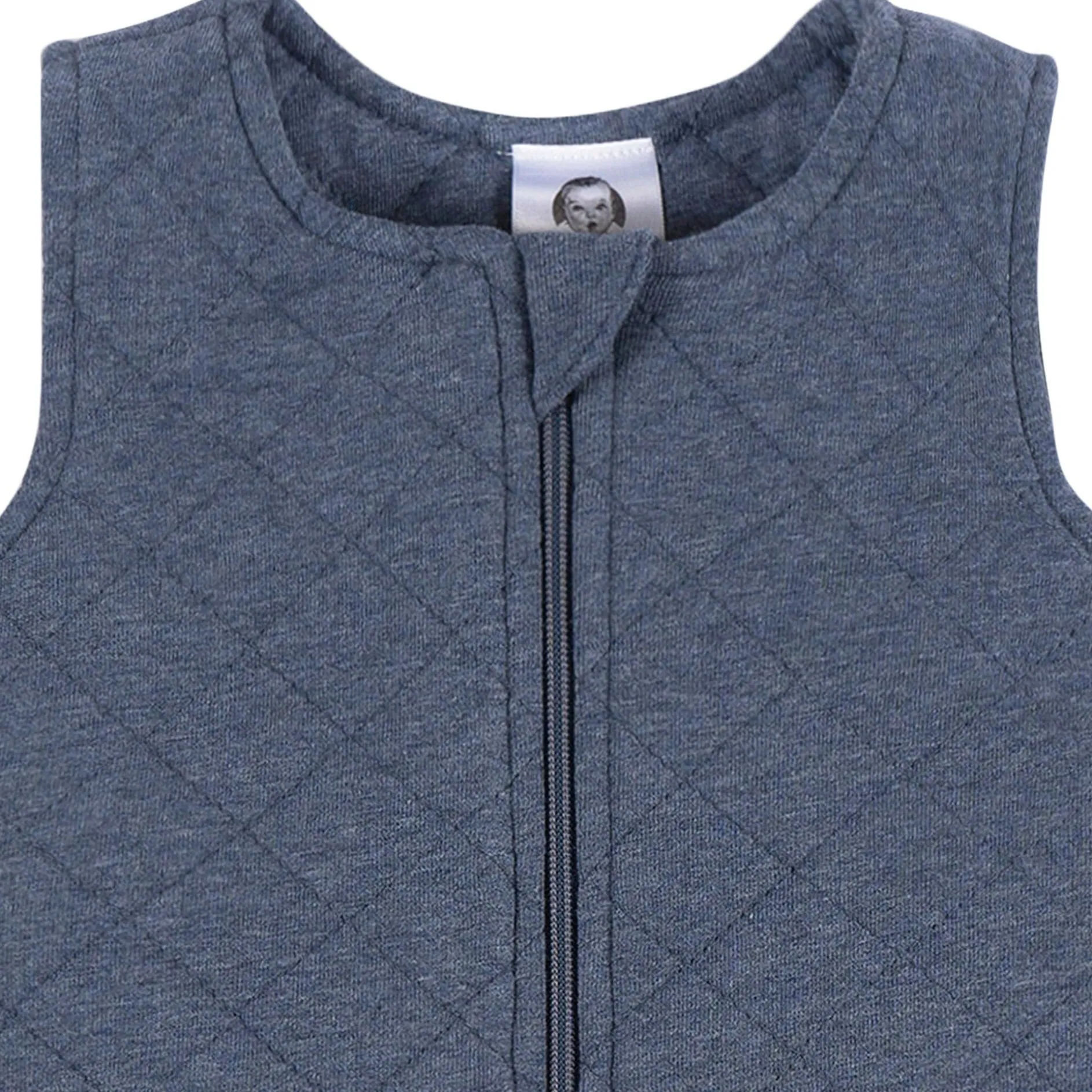 Embroidered Baby Boys Navy Heather Quilted Jersey Wearable Blanket