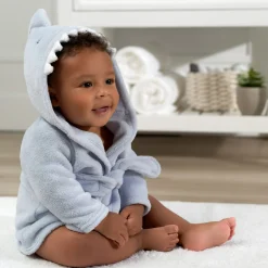 Embroidered Baby Boys Shark Robe