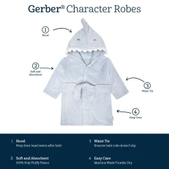 Embroidered Baby Boys Shark Robe