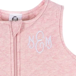 Embroidered Baby Girls Pink Heather Quilted Jersey Wearable Blanket