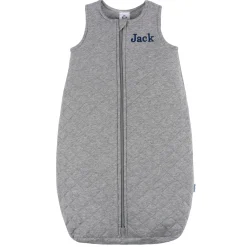 Embroidered Baby Neutral Grey Heather Quilted Jersey Wearable Blanket