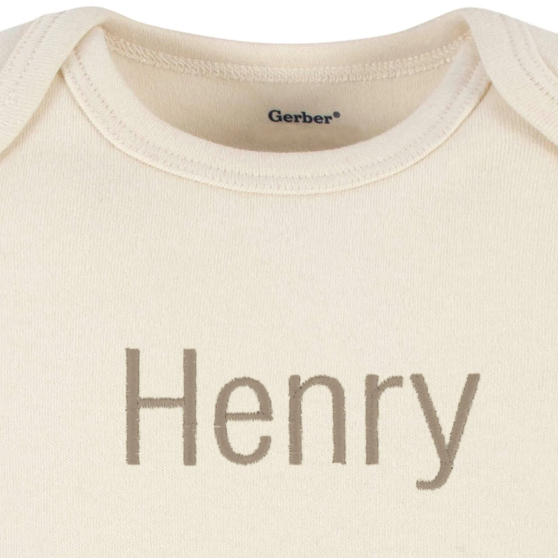 Embroidered Baby Neutral Natural Premium Short Sleeve Onesies® Bodysuit