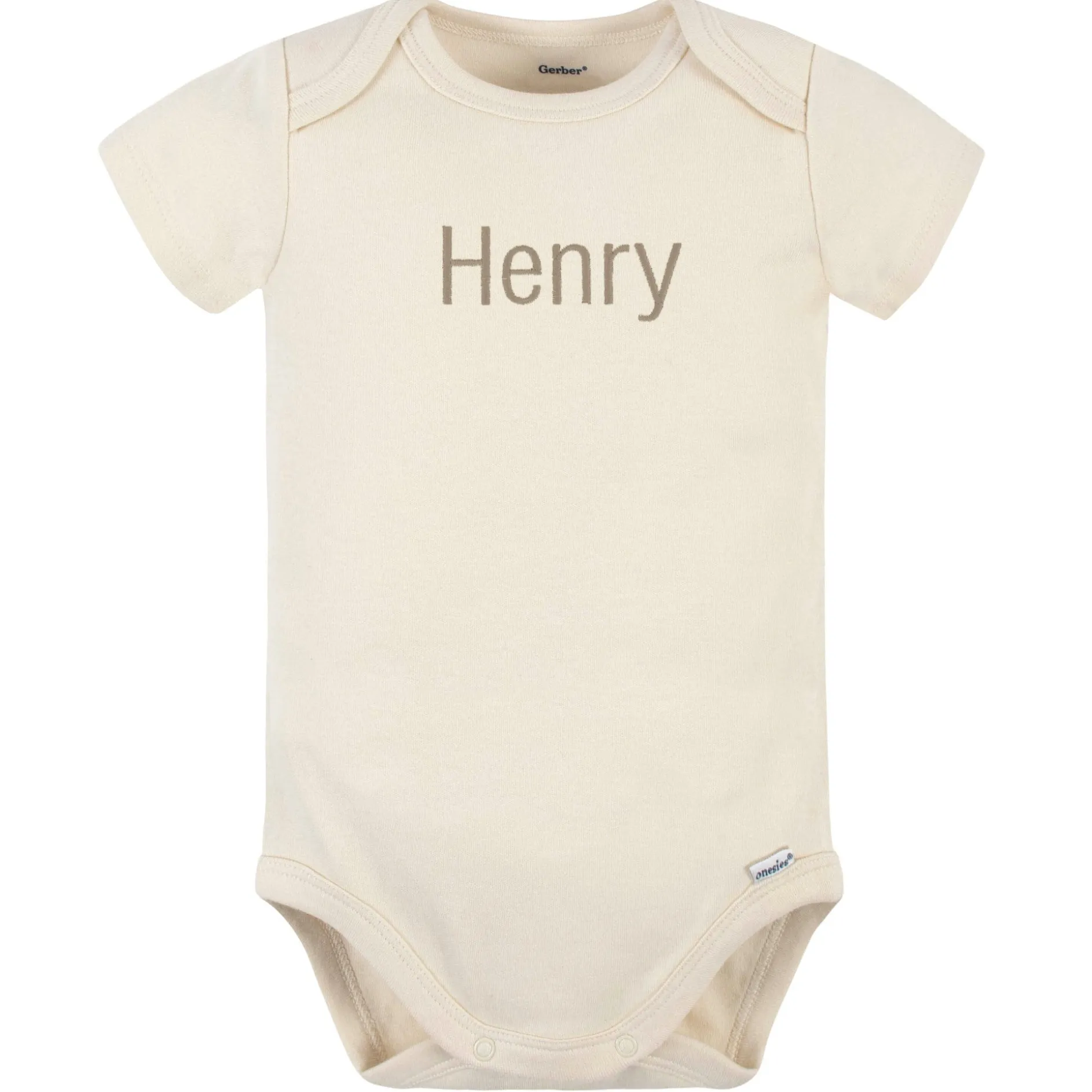 Embroidered Baby Neutral Natural Premium Short Sleeve Onesies® Bodysuit