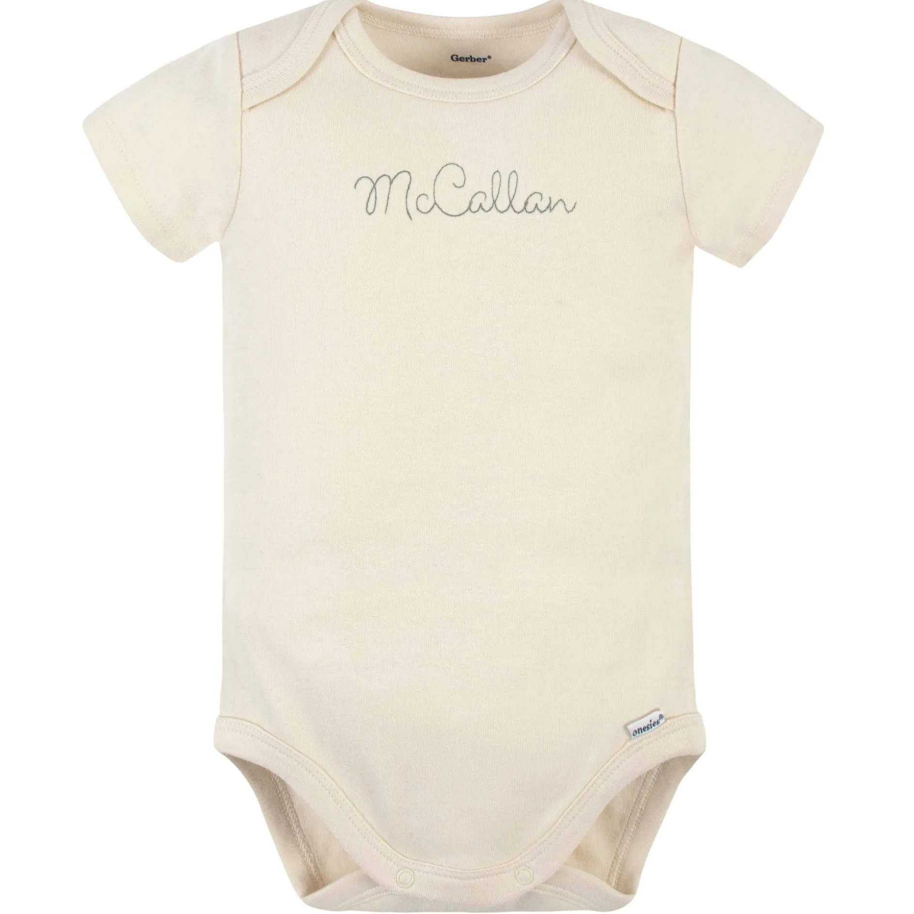 Embroidered Baby Neutral Natural Premium Short Sleeve Onesies® Bodysuit
