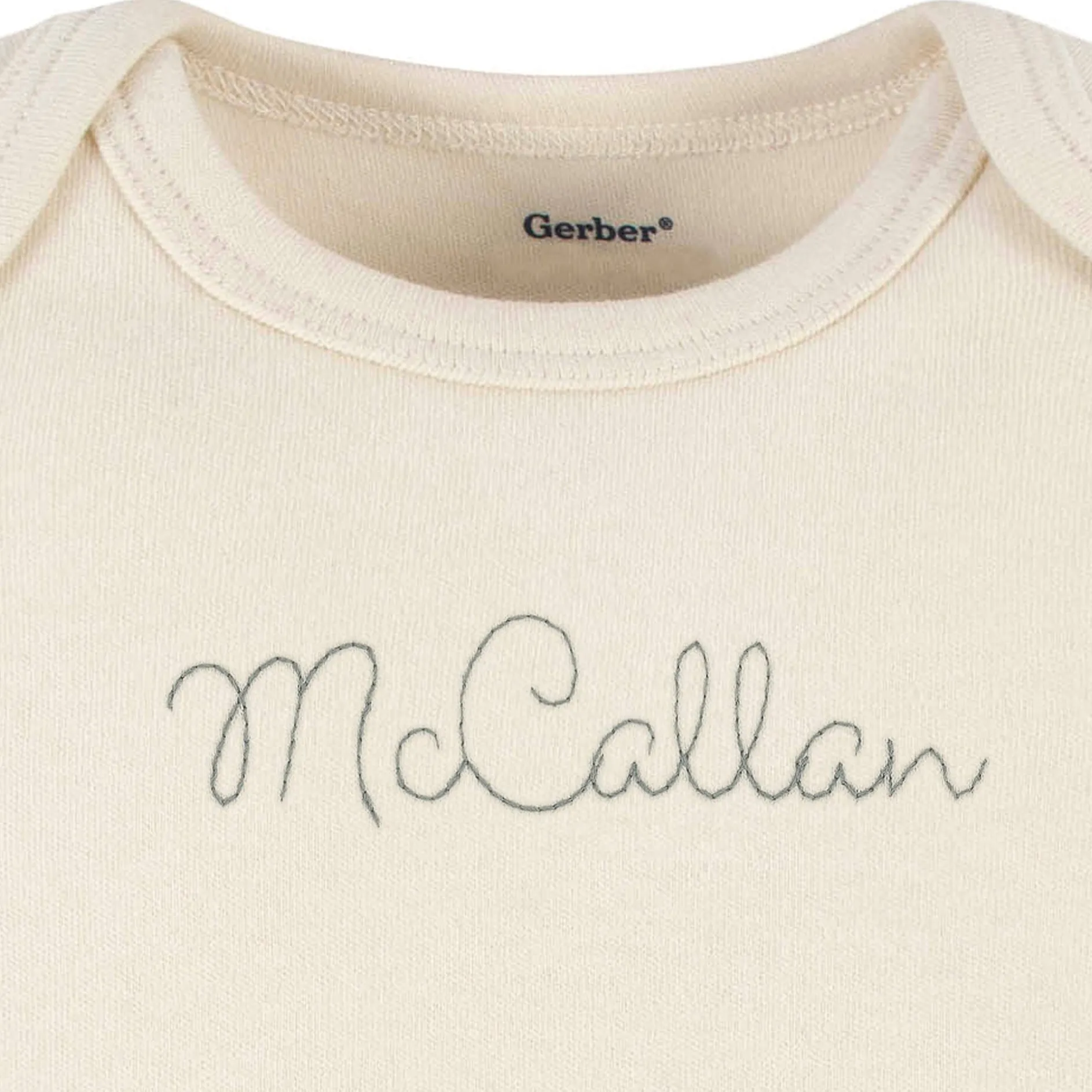 Embroidered Baby Neutral Natural Premium Short Sleeve Onesies® Bodysuit