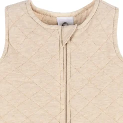 Embroidered Baby Neutral Oatmeal Heather Quilted Jersey Wearable Blanket