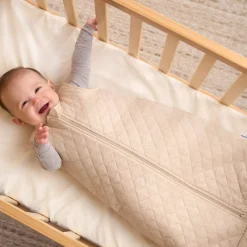 Embroidered Baby Neutral Oatmeal Heather Quilted Jersey Wearable Blanket