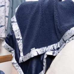 Embroidered Coastal Calm Plush Blanket