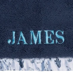 Embroidered Coastal Calm Plush Blanket