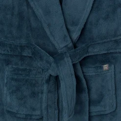 Embroidered Infant & Toddler Boys Navy Shawl Collar Robe